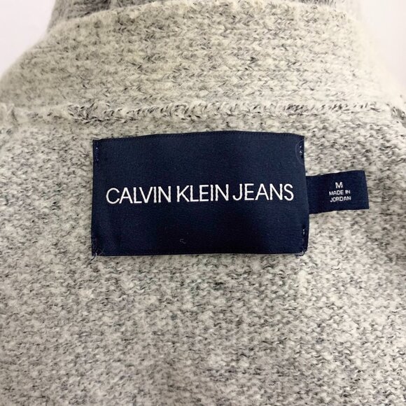 Calvin Klein Jeans Chunky Knit Wool Gray Sweater Cardigan Size M - Picture 7 of 10